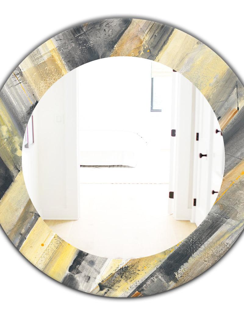 DesignQ Geometric Beige Glacier - Modern Mirror - Oval Or Round Wall Mirror