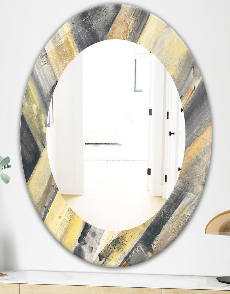 DesignQ Geometric Beige Glacier - Modern Mirror - Oval Or Round Wall Mirror