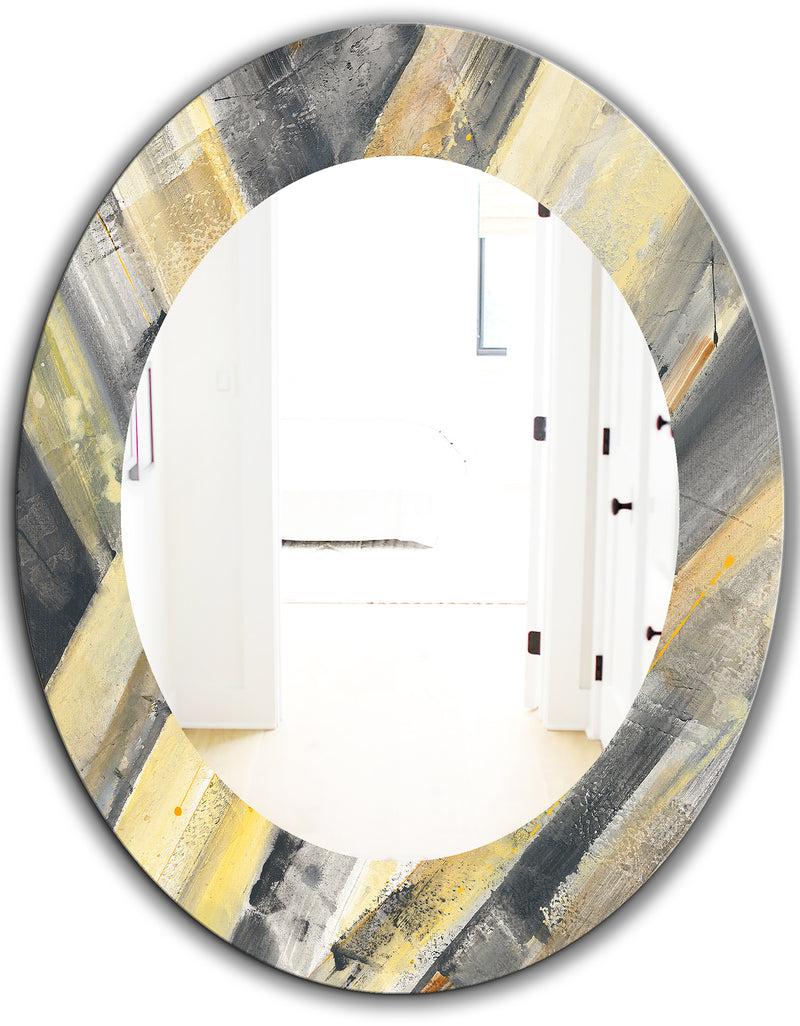 DesignQ Geometric Beige Glacier - Modern Mirror - Oval Or Round Wall Mirror