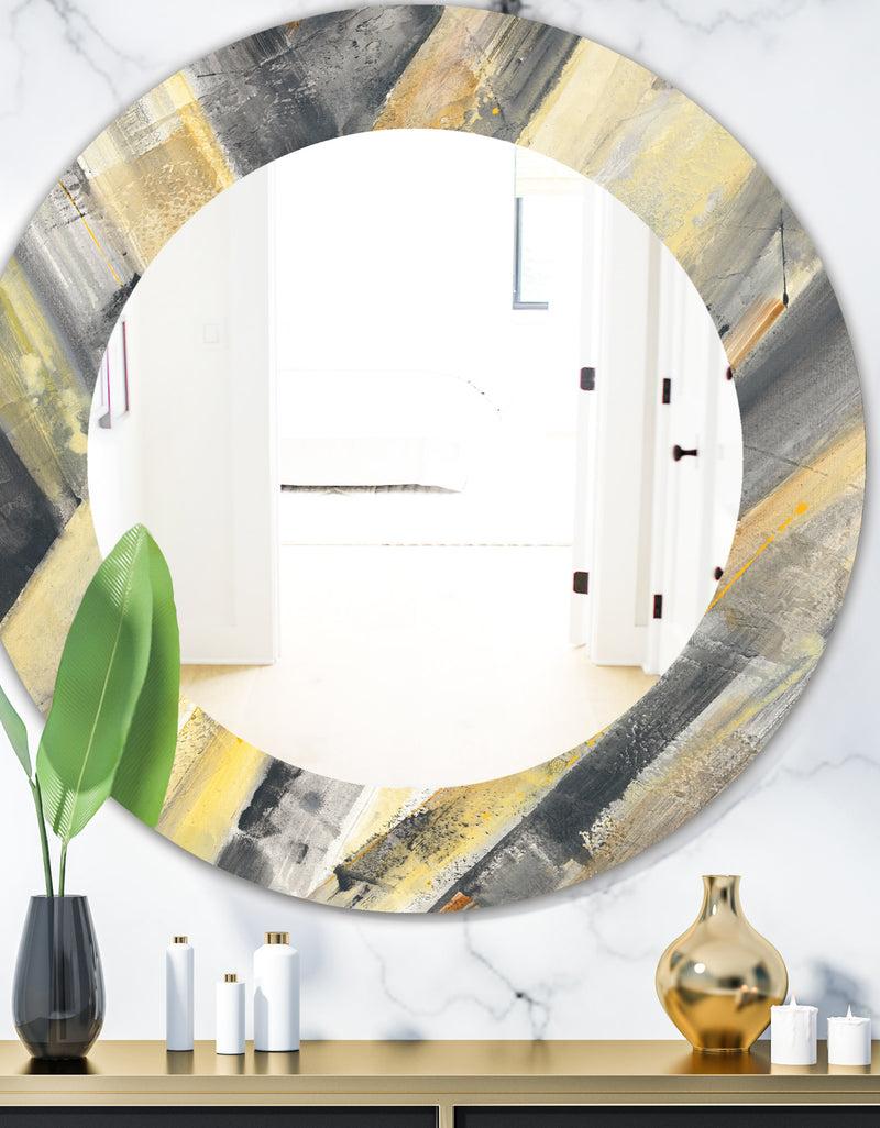 DesignQ Geometric Beige Glacier - Modern Mirror - Oval or Round Wall Mirror