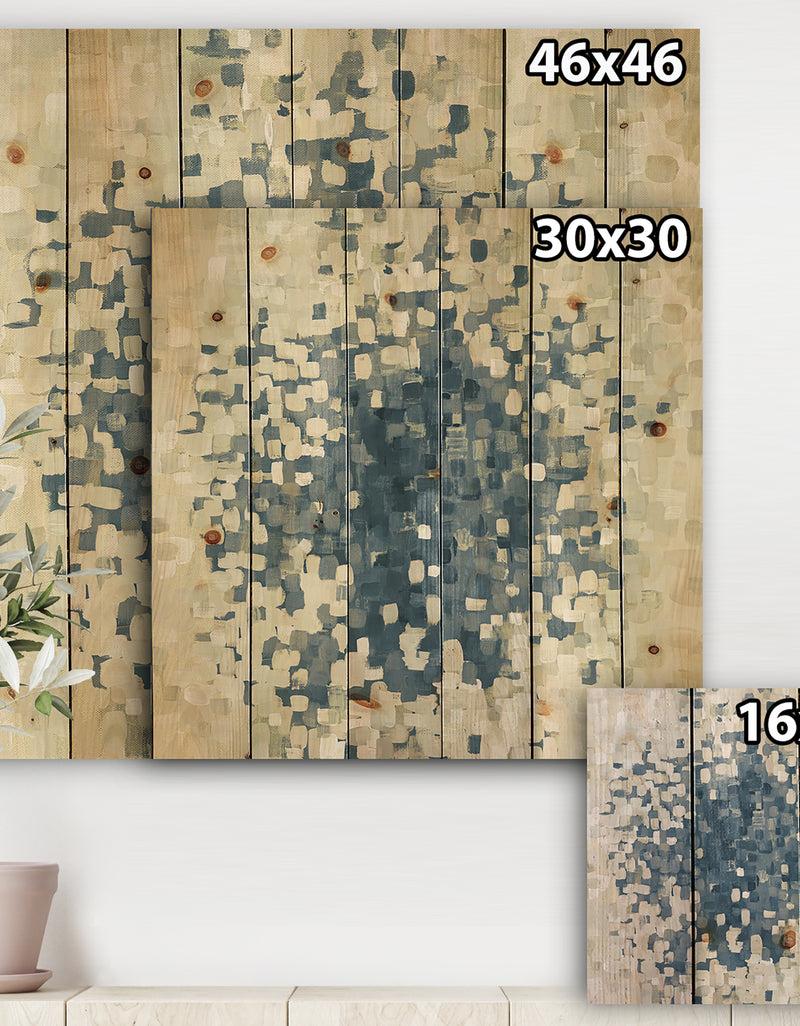 DesignQ Geometric Blue Spots - Modern & Contemporary Print On Natural Pine Wood