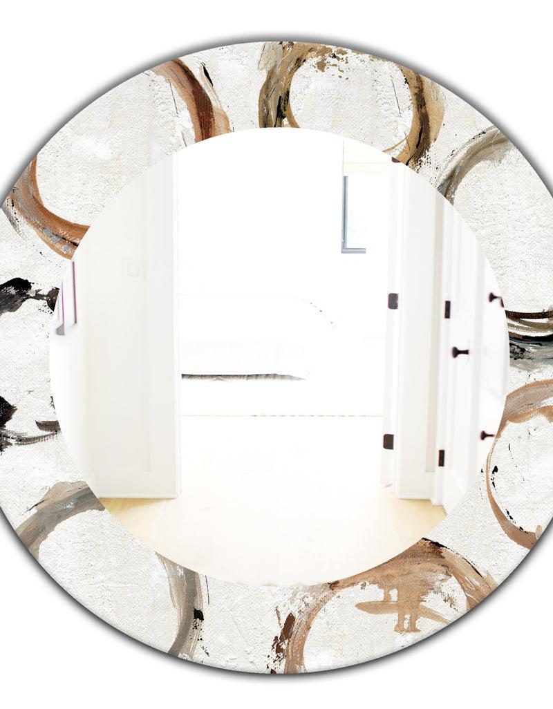 DesignQ Geometric Circle Natural Balance I - Mid-Century Mirror - Oval Or Round Wall Mirror