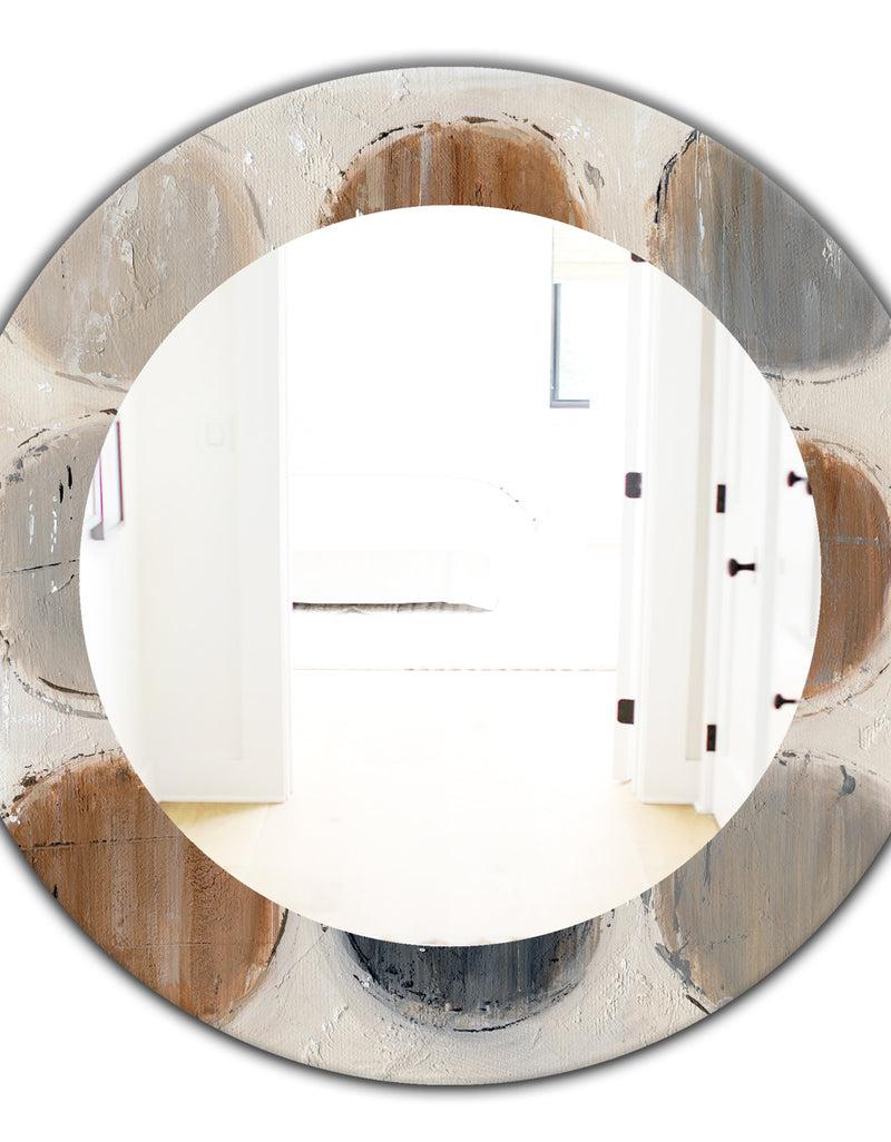 DesignQ Geometric Circle Natural Balance II - Mid-Century Mirror - Oval Or Round Wall Mirror