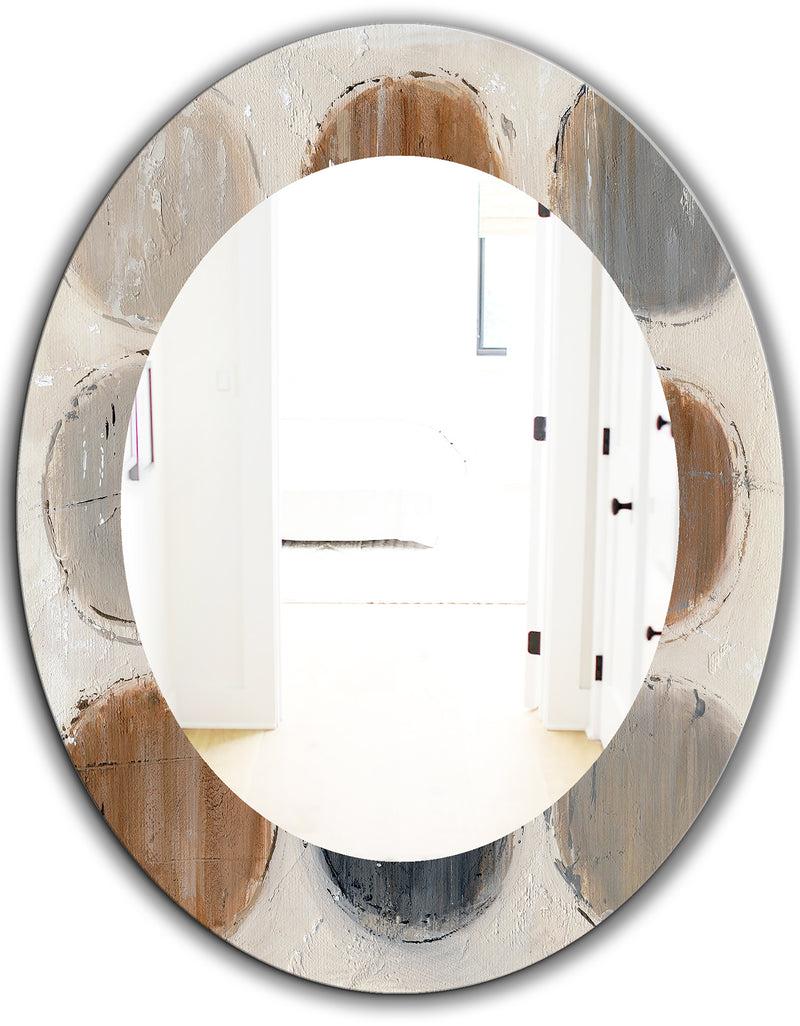 DesignQ Geometric Circle Natural Balance II - Mid-Century Mirror - Oval Or Round Wall Mirror