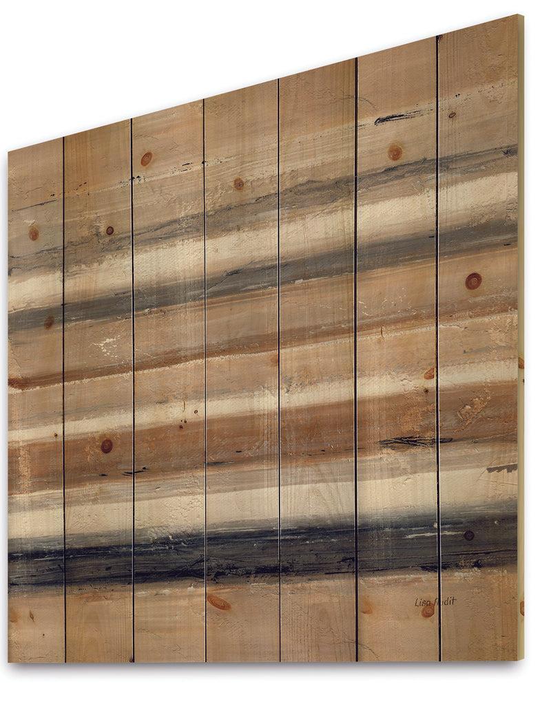 DesignQ Geometric Circle Natural Balance III - Mid-Century Modern Transitional Print On Natural Pine Wood