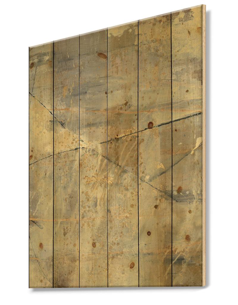 DesignQ Geometric Cream Block I - Modern Glam Print On Natural Pine Wood