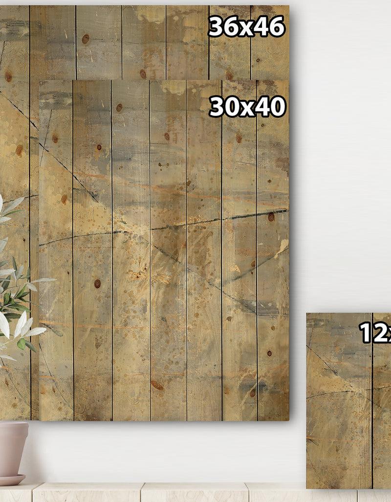 DesignQ Geometric Cream Block I - Modern Glam Print On Natural Pine Wood