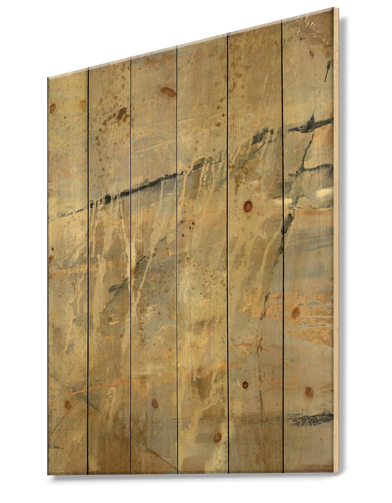 DesignQ Geometric Cream Block II - Modern Glam Print On Natural Pine Wood