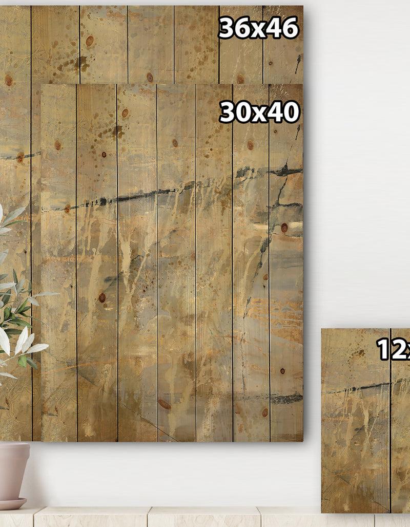 DesignQ Geometric Cream Block II - Modern Glam Print On Natural Pine Wood