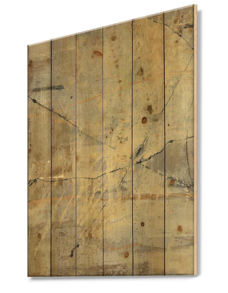 DesignQ Geometric Cream Block III - Modern Glam Print On Natural Pine Wood