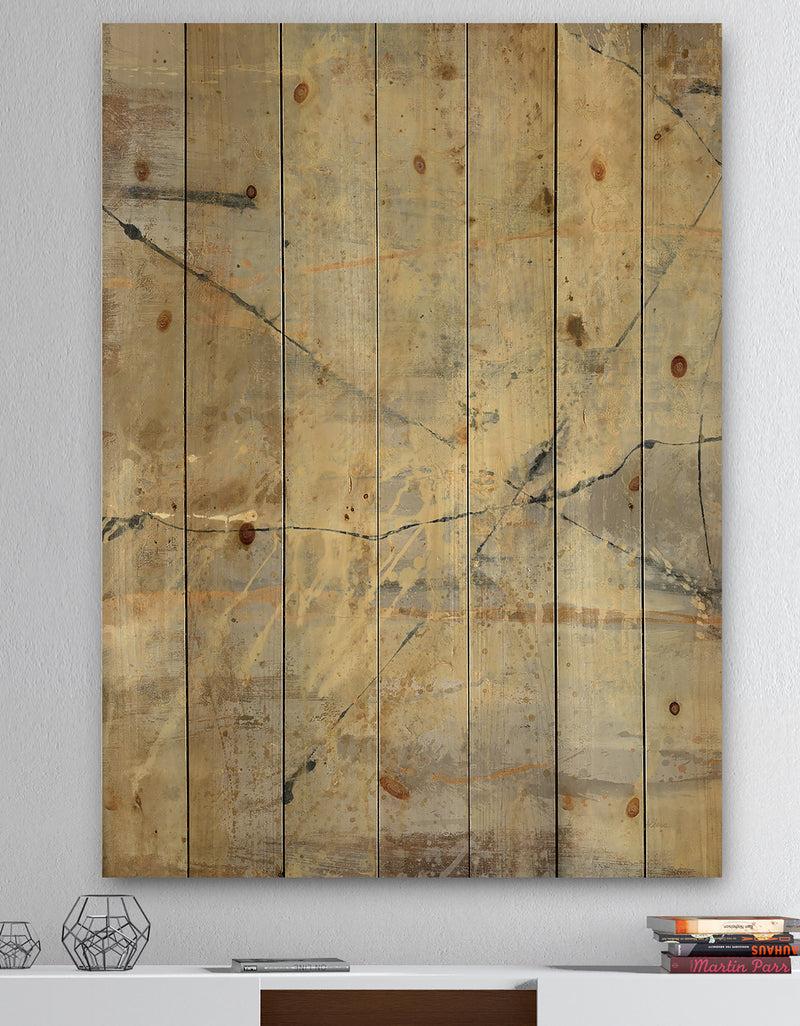 DesignQ Geometric Cream Block III - Modern Glam Print on Natural Pine Wood