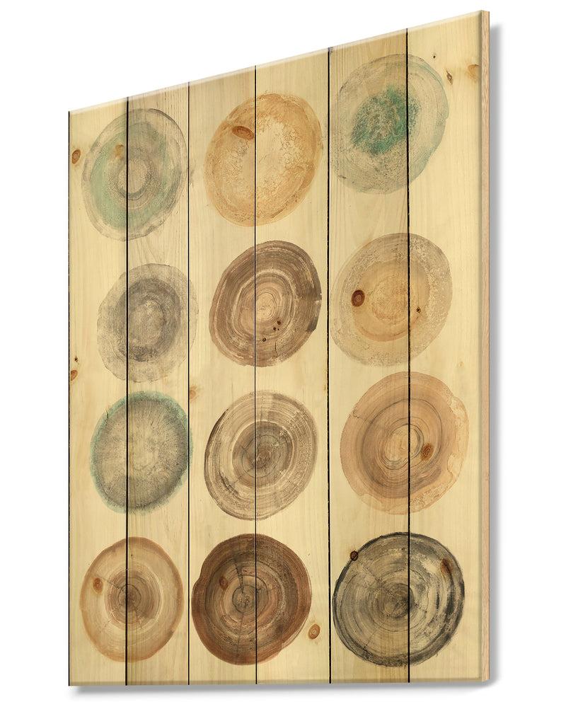 DesignQ Geometric Cream Circles - Modern & Contemporary Print On Natural Pine Wood