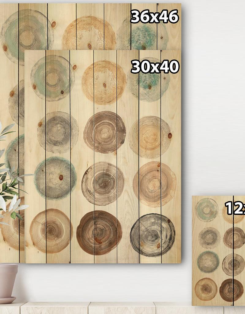 DesignQ Geometric Cream Circles - Modern & Contemporary Print On Natural Pine Wood