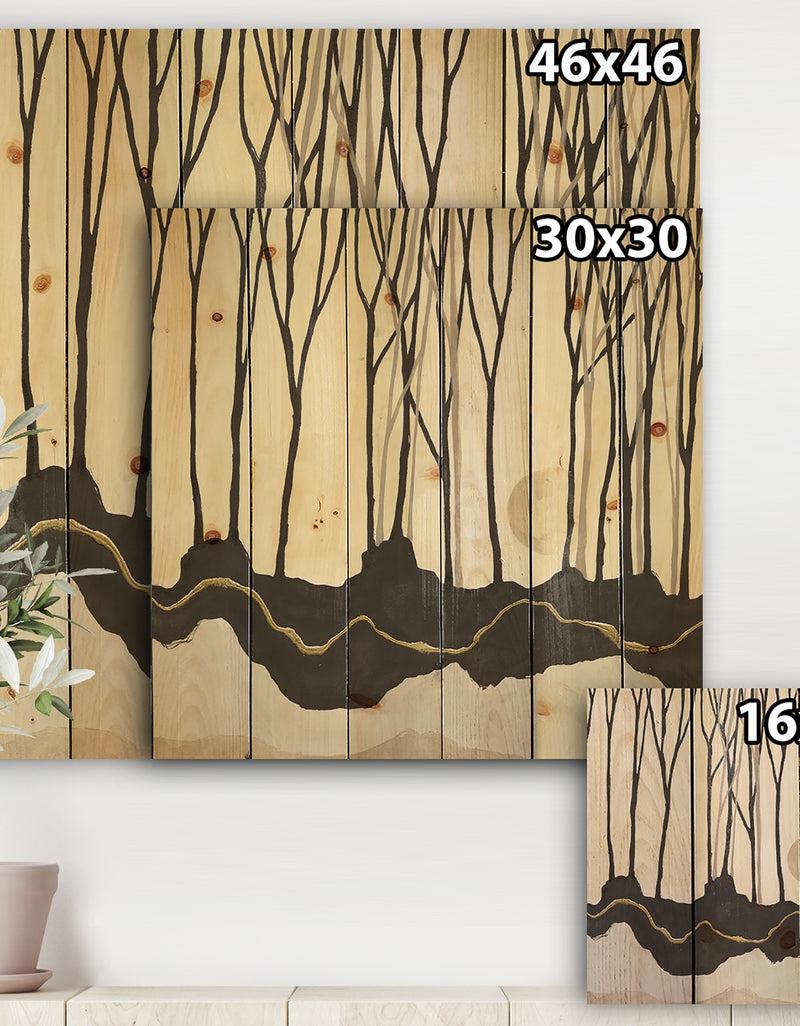 DesignQ Geometric Forest - Farmhouse Print On Natural Pine Wood
