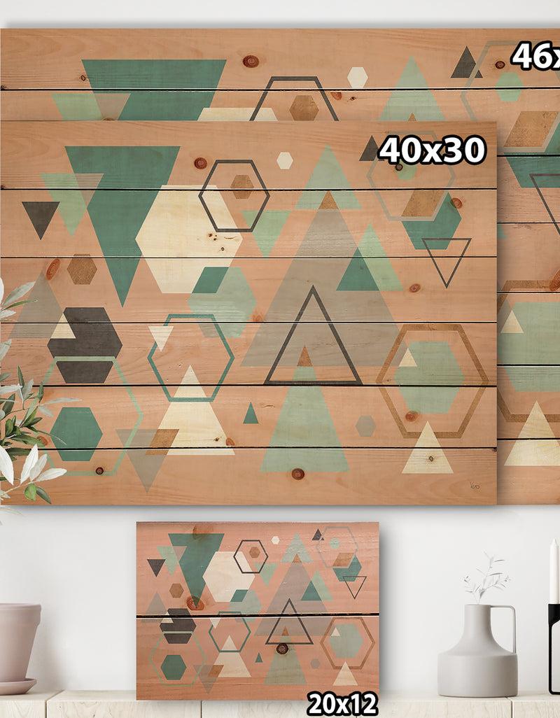 DesignQ Geometric Hexagons Pattern I - Transitional Print On Natural Pine Wood