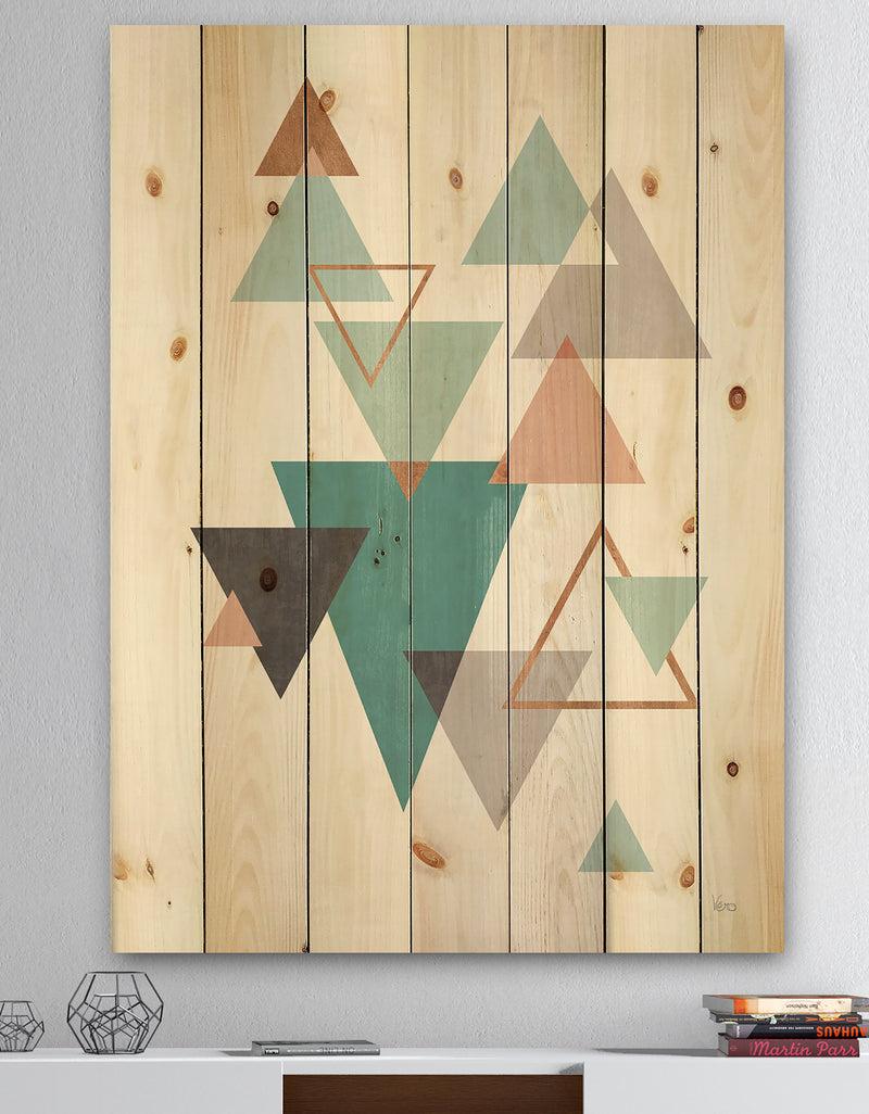 DesignQ Geometric hexagons Pattern V - Transitional Print on Natural Pine Wood