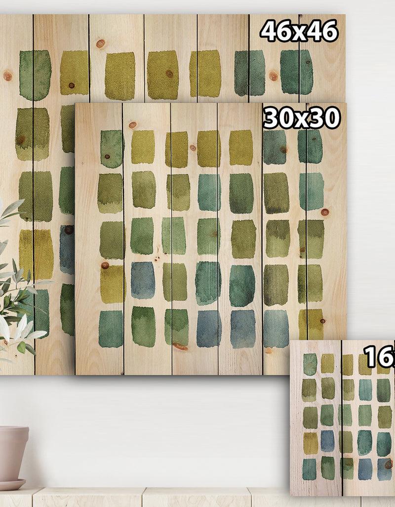 DesignQ Geometric Maze Of Blue And Green - Transitional Print On Natural Pine Wood