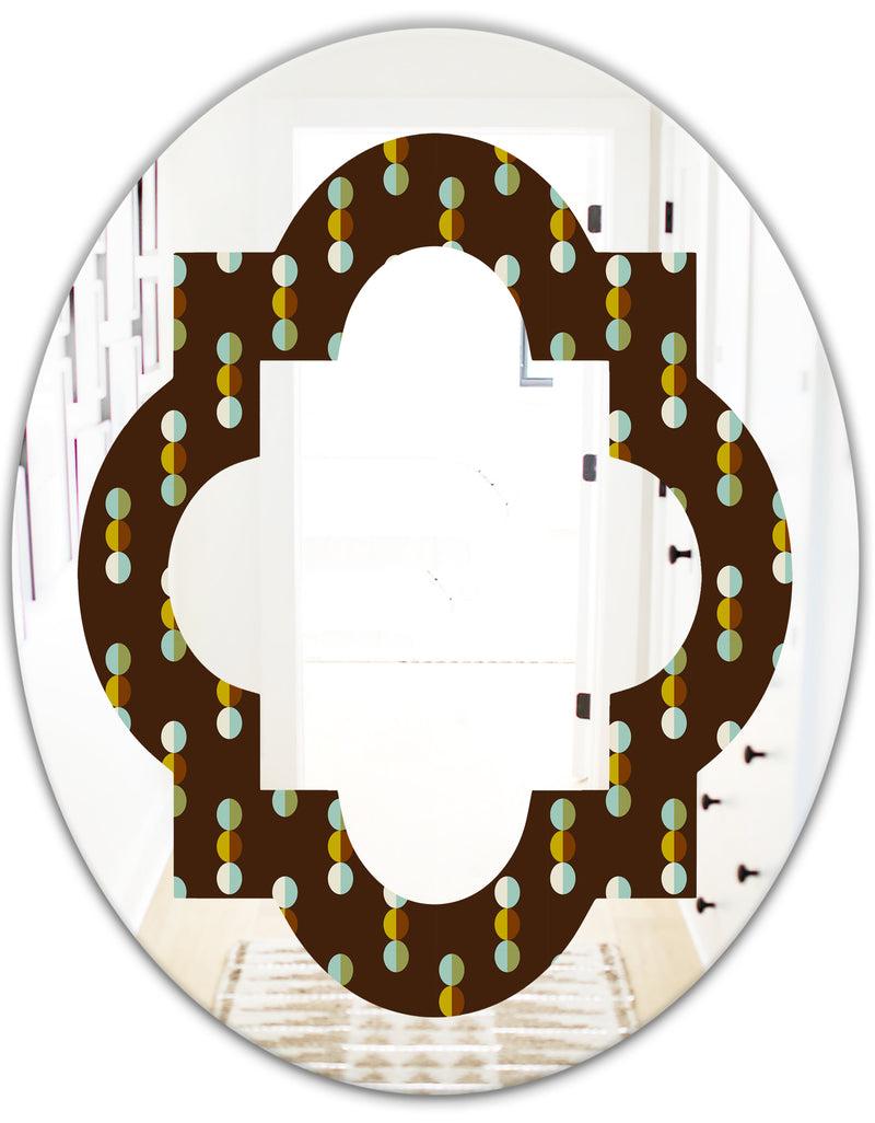 DesignQ Geometric Mod Dots - Modern Round Or Oval Wall Mirror - Quatrefoil
