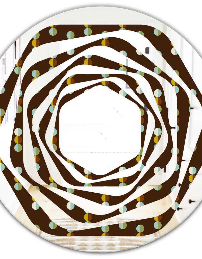DesignQ Geometric Mod Dots - Modern Round Or Oval Wall Mirror - Whirl