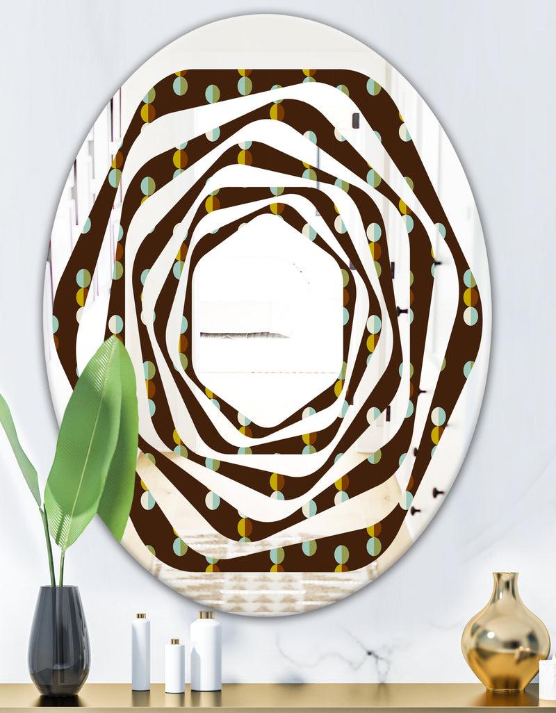 DesignQ Geometric Mod Dots - Modern Round Or Oval Wall Mirror - Whirl