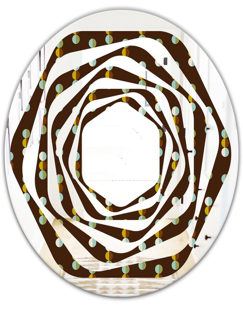 DesignQ Geometric Mod Dots - Modern Round Or Oval Wall Mirror - Whirl
