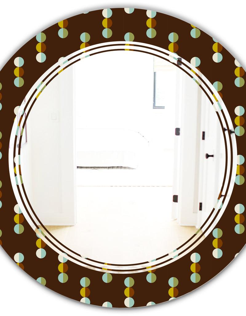 DesignQ Geometric Mod Dots - Modern Round Or Oval Wall Mirror - Triple C