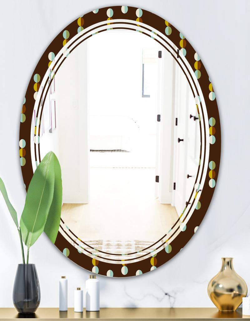 DesignQ Geometric Mod Dots - Modern Round Or Oval Wall Mirror - Triple C