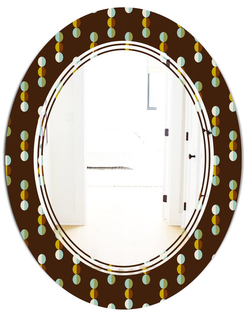 DesignQ Geometric Mod Dots - Modern Round Or Oval Wall Mirror - Triple C