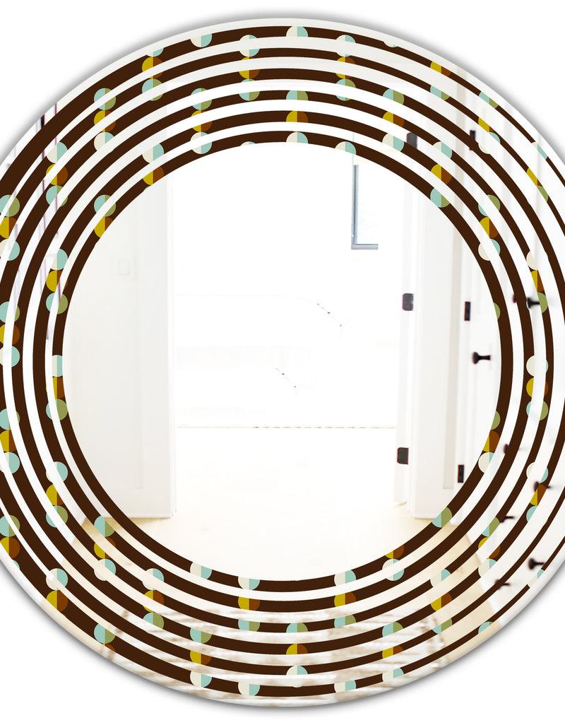 DesignQ Geometric Mod Dots - Modern Round Or Oval Wall Mirror - Wave