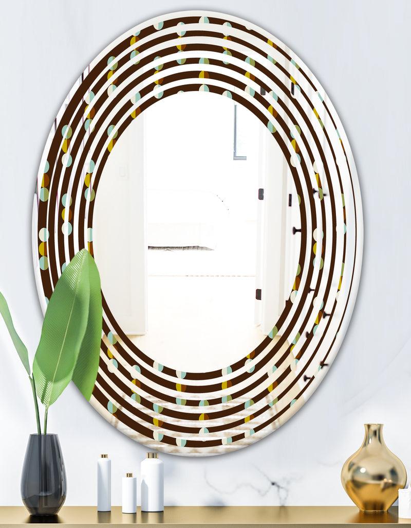 DesignQ Geometric Mod Dots - Modern Round Or Oval Wall Mirror - Wave