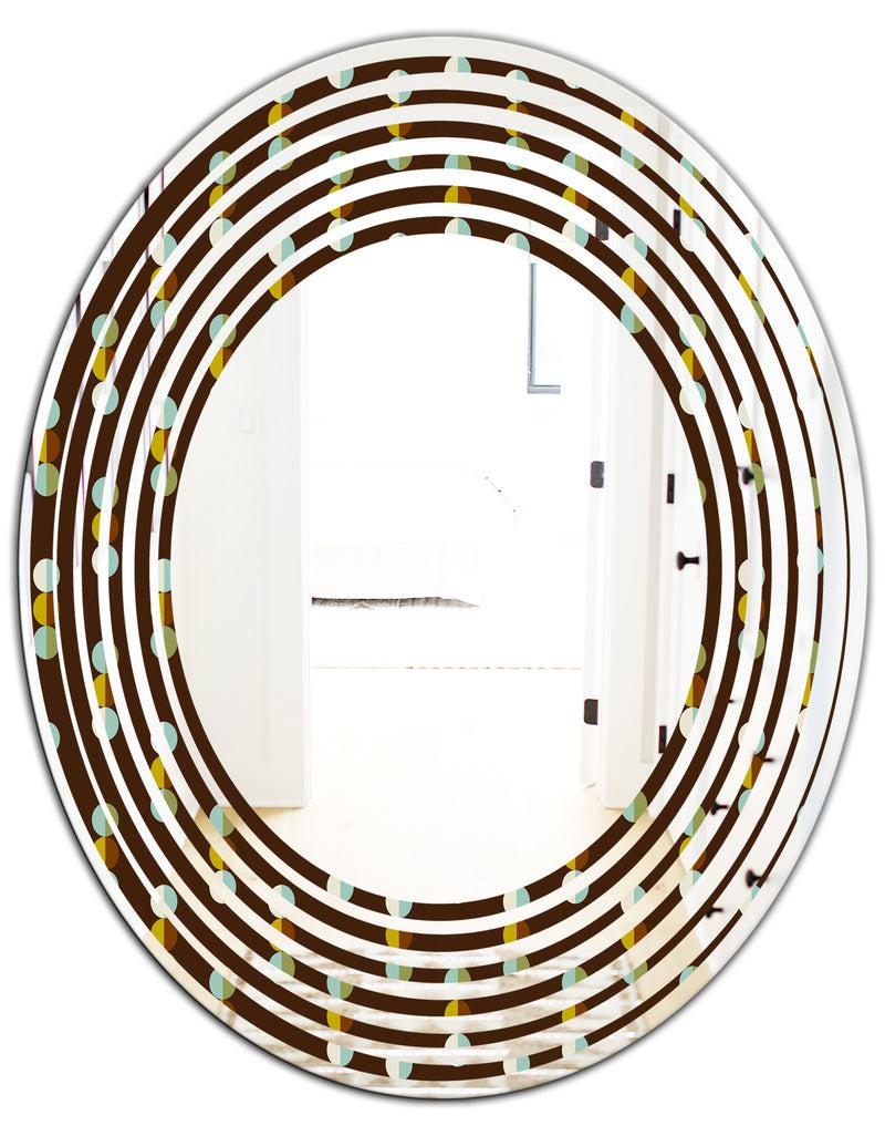 DesignQ Geometric Mod Dots - Modern Round Or Oval Wall Mirror - Wave