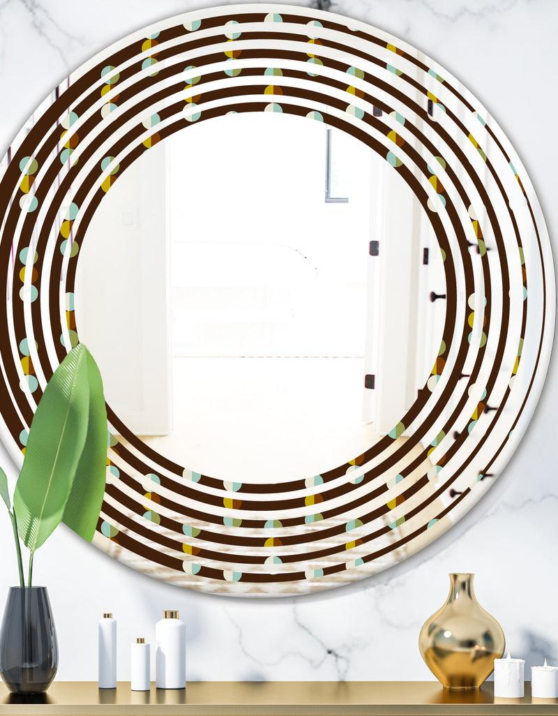 DesignQ Geometric Mod Dots - Modern Round or Oval Wall Mirror - Wave