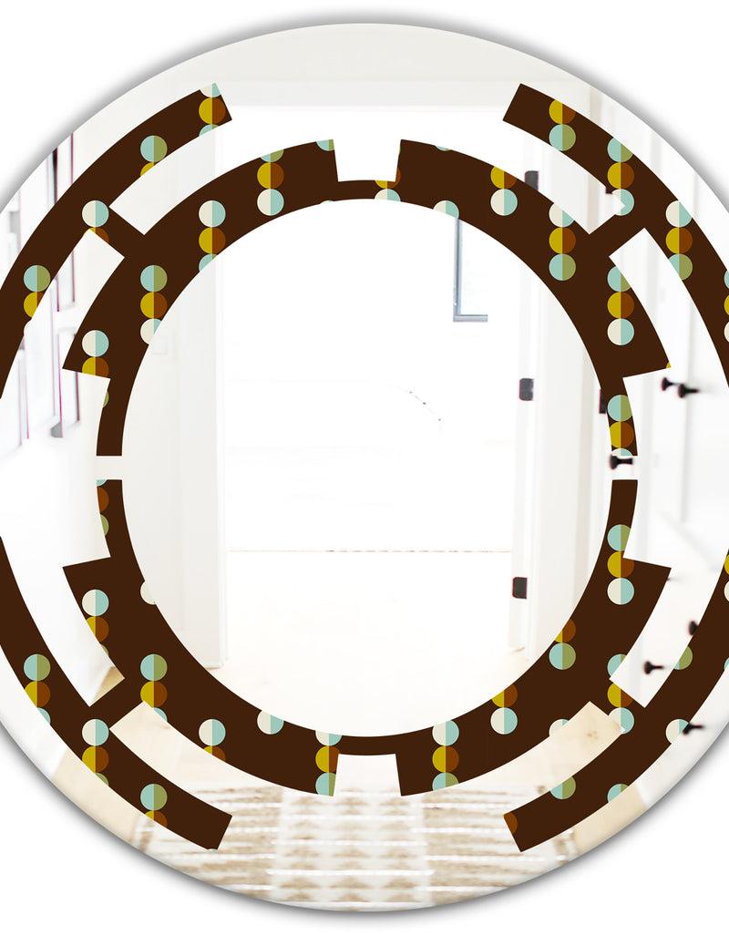 DesignQ Geometric Mod Dots - Modern Round Or Oval Wall Mirror - Space