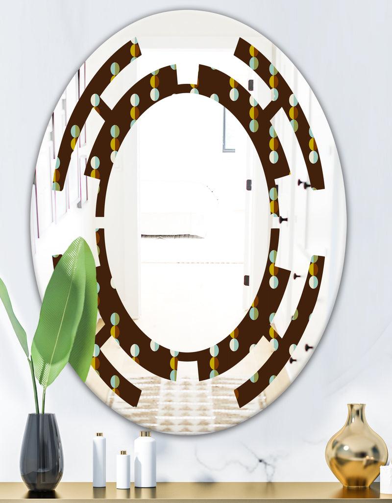 DesignQ Geometric Mod Dots - Modern Round Or Oval Wall Mirror - Space