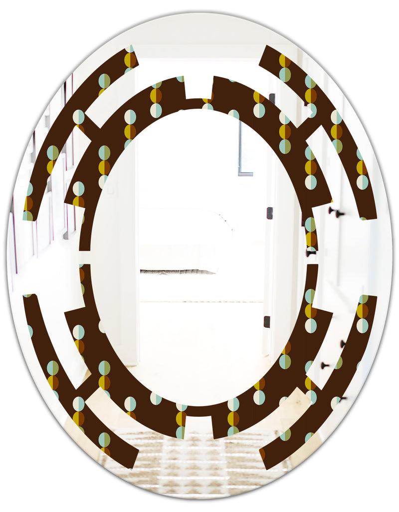 DesignQ Geometric Mod Dots - Modern Round Or Oval Wall Mirror - Space