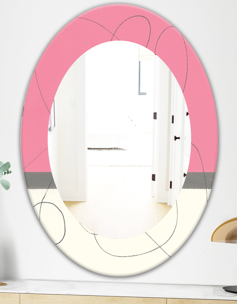 DesignQ Geometric Neapolitan II - Modern Mirror - Oval Or Round Wall Mirror