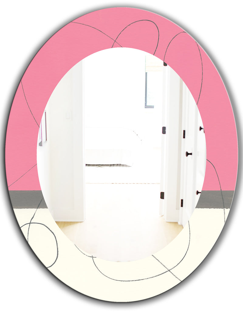 DesignQ Geometric Neapolitan II - Modern Mirror - Oval Or Round Wall Mirror