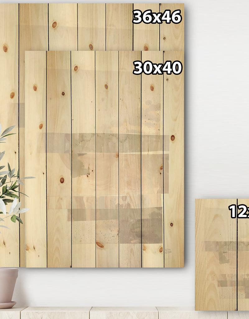 DesignQ Geometric Neutral Form I - Shabby Chic Print On Natural Pine Wood