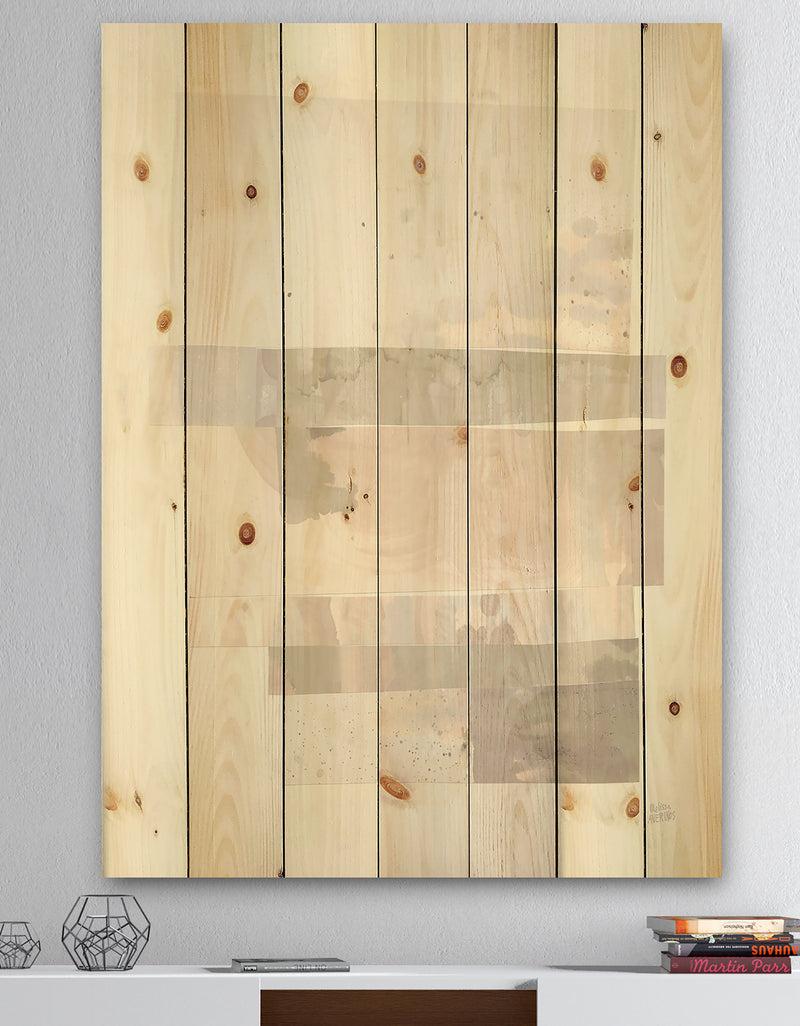 DesignQ Geometric Neutral Form I - Shabby Chic Print on Natural Pine Wood
