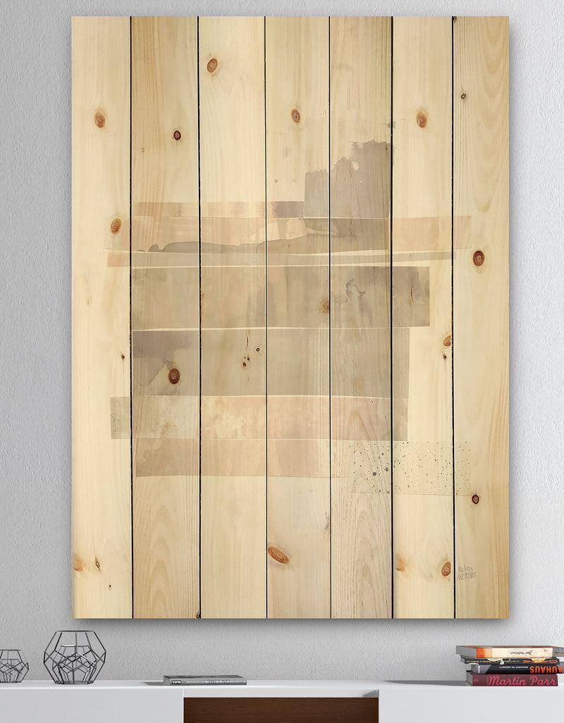 DesignQ Geometric Neutral Form II - Shabby Chic Print on Natural Pine Wood