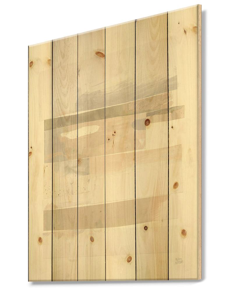 DesignQ Geometric Neutral Form IV - Shabby Chic Print On Natural Pine Wood