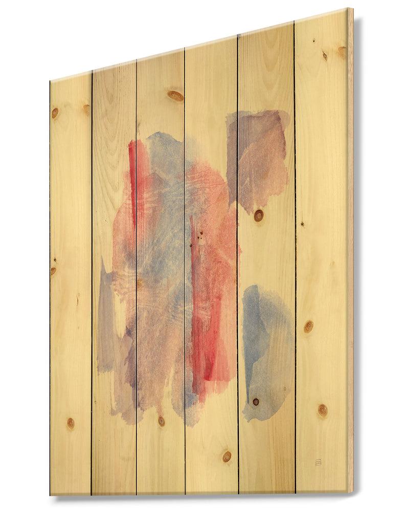 DesignQ Geometric Pastel I - Mid-Century Modern Print On Natural Pine Wood