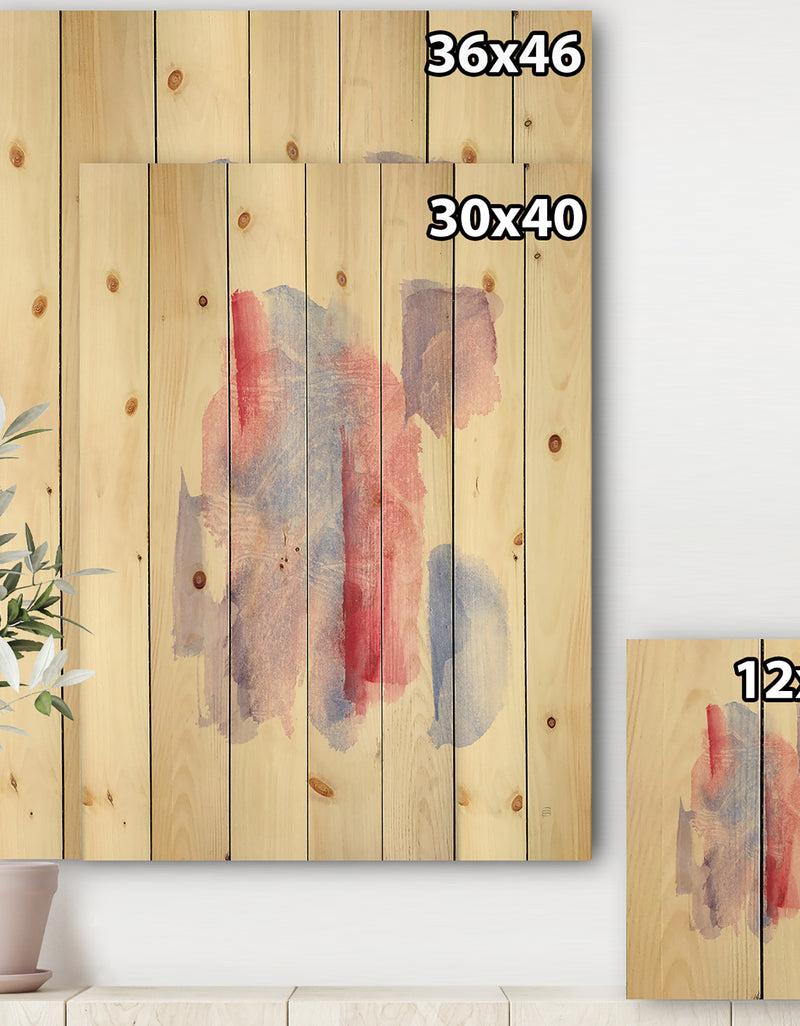 DesignQ Geometric Pastel I - Mid-Century Modern Print On Natural Pine Wood