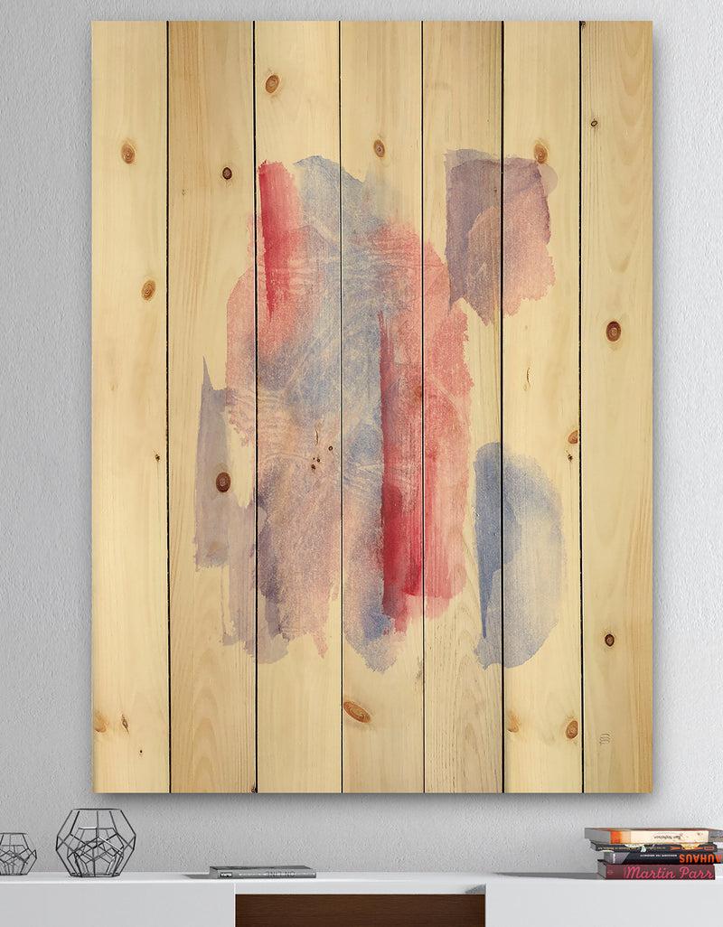 DesignQ geometric Pastel I - Mid-Century Modern Print on Natural Pine Wood
