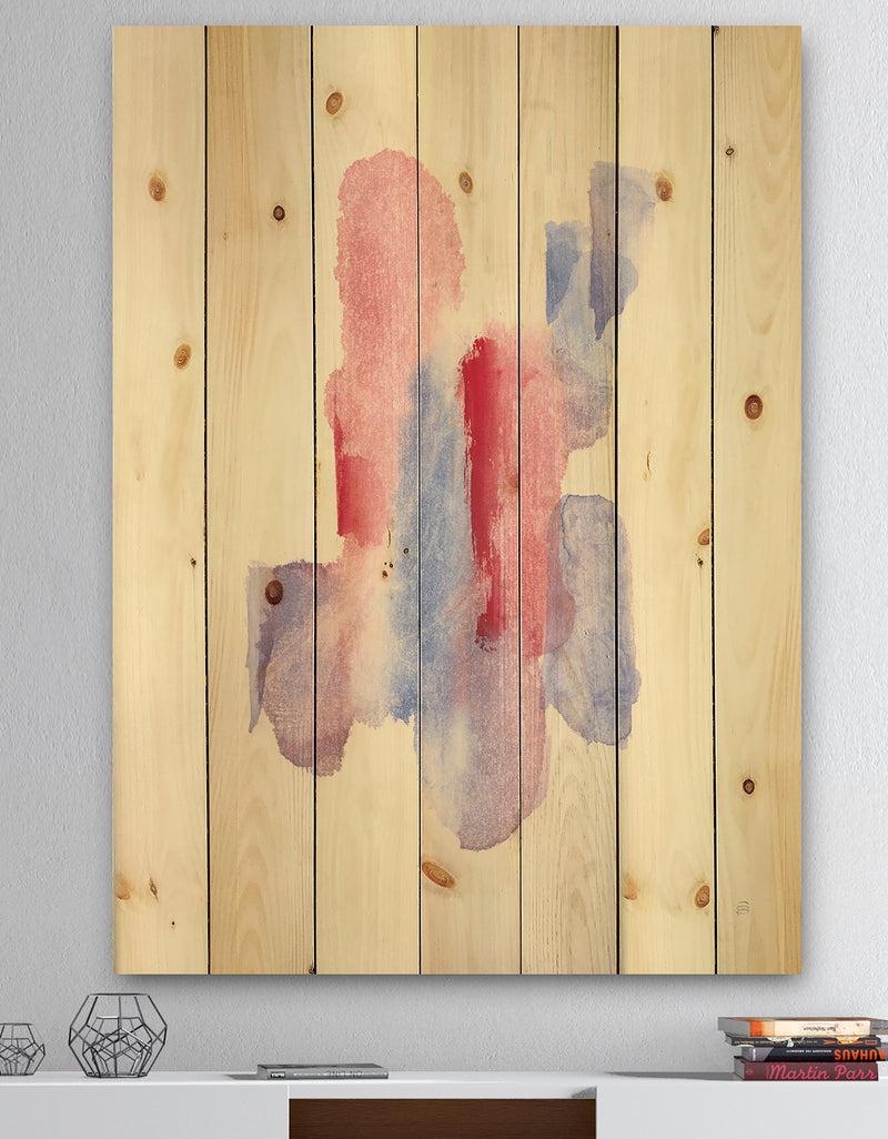 DesignQ geometric Pastel II - Mid-Century Modern Print on Natural Pine Wood