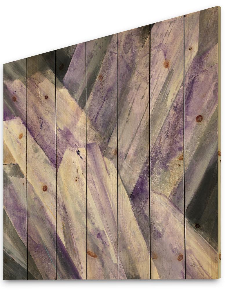 DesignQ Geometric Purple Glacier - Modern Farmhouse Print On Natural Pine Wood