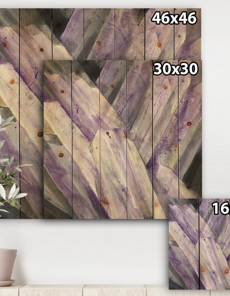 DesignQ Geometric Purple Glacier - Modern Farmhouse Print On Natural Pine Wood