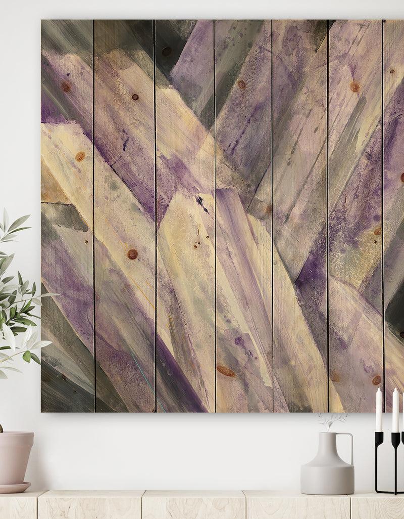 DesignQ Geometric Purple Glacier - Modern Farmhouse Print on Natural Pine Wood