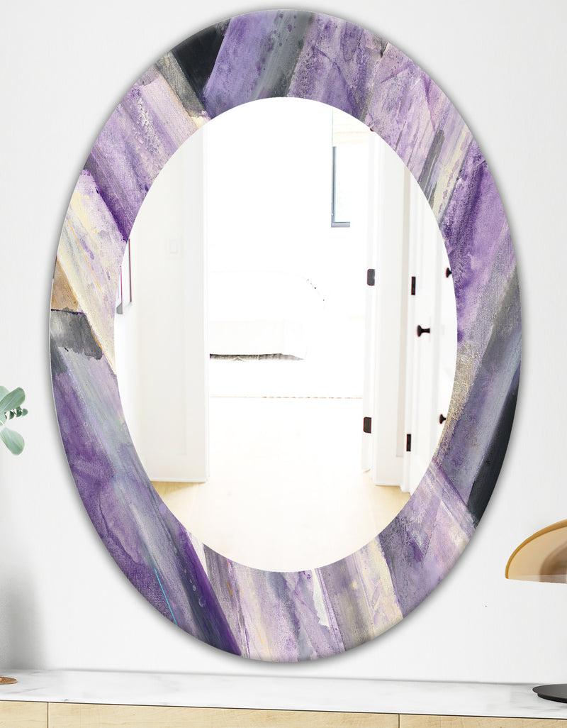 DesignQ Geometric Purple Glacier - Modern Mirror - Oval Or Round Wall Mirror