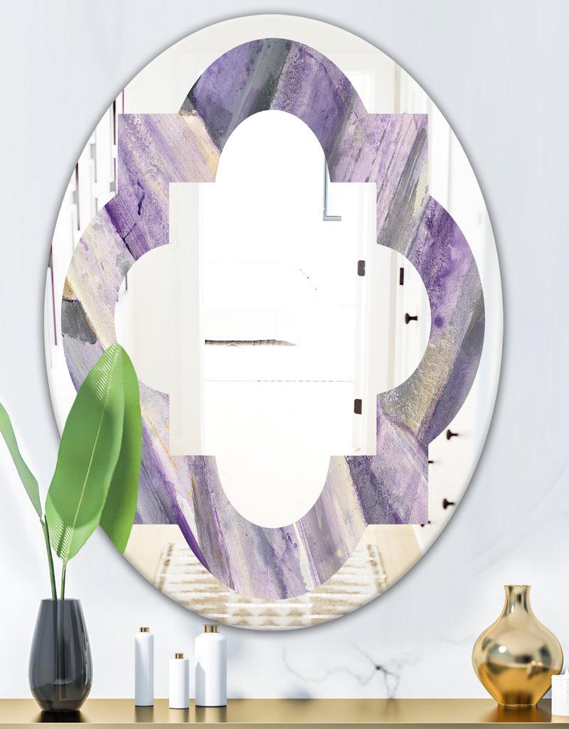 DesignQ Geometric Purple Glacier - Modern Round Or Oval Wall Mirror - Quatrefoil